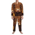 thumbnail image 3 of Fotbe Countryside Sunflower Cow Pijama de Hombre con Estampado de Manga Larga, Conjunto de 2 Piezas, Ropa de Dormir Suave y Cómoda con Bolsillos-Small, 3 of 7