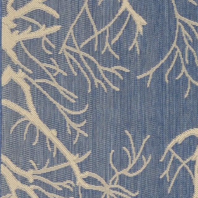 Unique Loom Collection Botanique Abstrait Pictural Transitionnel Tapis d'Intérieur et d'Extérieur, 5 x 8 Pieds, Bleu Marine/beige