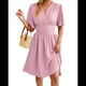 thumbnail image 2 of Vestido de Mujer de Verano 2025, Elegante Minivestido con Volantes y Escote en V Profundo, Vestidos A la Cintura Rosa S, 2 of 10
