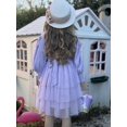 thumbnail image 5 of Lollipie Toddler Girl Tulle Purple Dress Puff Long Sleeves Tutu Dresses with Tie Belt for Princess Brithday Party 5-6 Years, 5 of 7