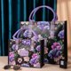 thumbnail image 2 of Bolsa de compras de gran capacidad, duradera, para mujer, de tela gruesa y sólida, ecológica, con flores rosas, reutilizable, para viaje y almacenamiento, 2 of 5