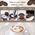 thumbnail image 3 of Reusable Coffee Capsule Lid Compatible with Nespresso Vertuo Pods and VertuoLine Capsules Coffee Filter Refillable Food Grade Silicone with Spoon and Brush - Pack of 4 (Brown), 3 of 5