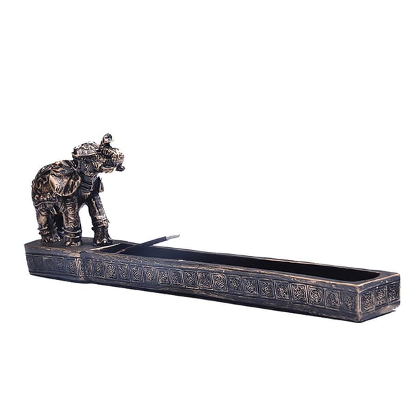 Tablero De Incienso Lineal Quemador De Varilla De Incienso Resina Retro Creativa Asiento De Incienso Elefante Dios Sándalo Palo De Madera De Agar Titular De Incienso Adorno Para El Hogar Inevent HA020417-00