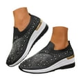 thumbnail image 4 of YLYL Women's Glittery Sneakers Rhinestone Wedge Heel Fashion Dressy Slip on Elastic Sock Walking Shoes, 4 of 9