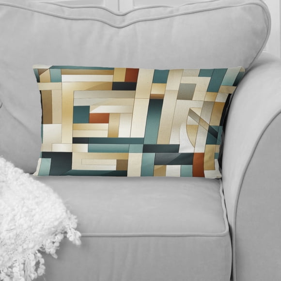 Designart "Time-Worn Charm in Beige Vintage Tiles I" Geometric Throw Pillow - Modern Pillow For Couch - Insert And Pillows Covers For Living Room Decor