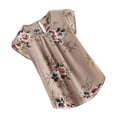 thumbnail image 3 of Jumpingount Camiseta de mujer Camiseta plisada estampada Top Cuello Blusa de manga corta Prendas para la parte del cuerpo Caqui SG Jumpingount AP003086-24, 3 of 6