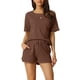 thumbnail image 1 of Conjuntos de lounge INSPIRE CHIC para mujeres, camiseta de waffle con pantalones cortos, ropa de casa, sudaderas jogger con bolsillos XS Café, 1 of 6