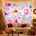thumbnail image 3 of Peonies and Anemones Among Blue Filler Flowers, Playful Watercolor for Flower Lovers, Botanical Wall Art, Housewarming Gift, Tapestry Wall Hanging for Bedroom and Living Room, 3 of 7