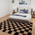 thumbnail image 2 of Janvonne Fluffy Checkered Area Rug for Living Room, 6x9ft Modern Soft Shag Plush Fuzzy Carpet for Bedroom Girls Boys Room Home Nursery Teens Dorm Decor,Black and camel, 2 of 8