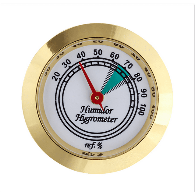 Higrómetro analógico de vidrio redondo para importadores de Metal de calidad para humidificador de puros dorado para accesorios TUNC Sencillez