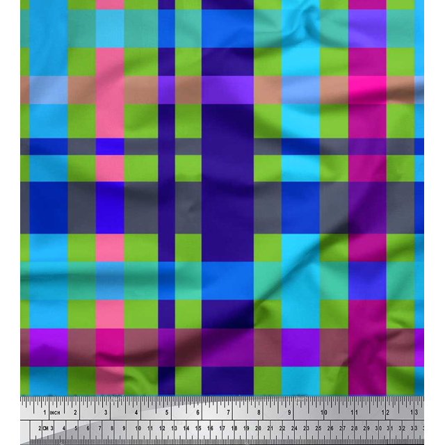 Soimoi Cotton Poplin Fabric Check Check Fabric Prints By Yard 56 Inch Wide