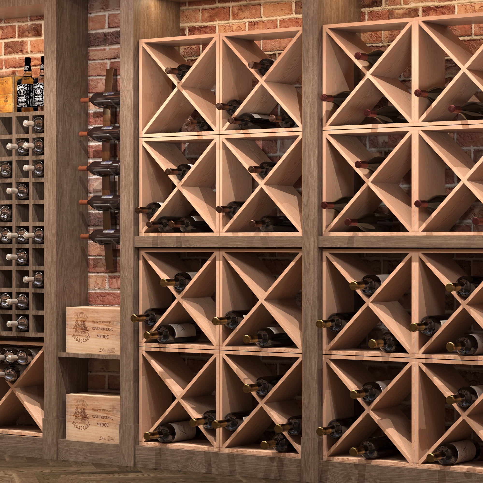 Jaxpety 24 Bottle Wood Wine Rack Compact Modular Cellar Cube for Liquor Storage and Home Bar Decor Natural Walmart