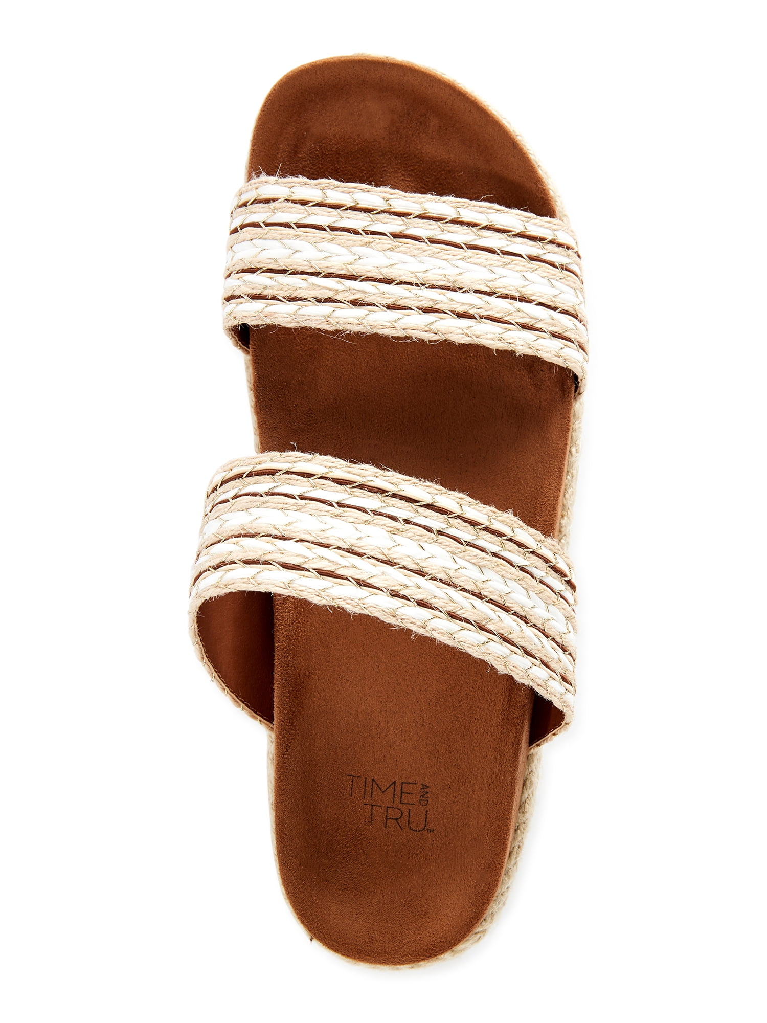 Time and Tru Women's Raffia Two-Band Slide Sandals