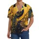 thumbnail image 1 of Balery Elegant Gold Leaf Peacock Camisa Casual de Manga Corta con Botones para Hombre, Texturizada, Estilo Cubano, para Playa, Verano-Large, 1 of 5