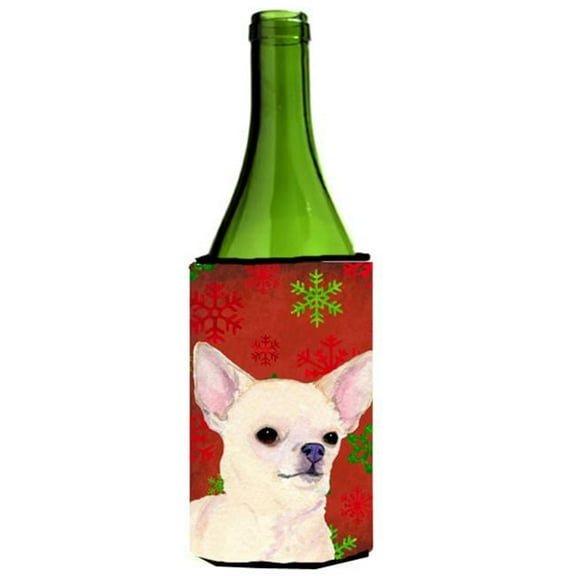 Chihuahua Snowflakes Holiday Christmas Wine bottle sleeve Hugger - 24 oz.