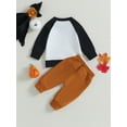 thumbnail image 4 of Wassery Toddler Boys Halloween Clothes Set Long Sleeve Letter Ghost Print Sweatshirt Tops Elastic Pants 6M 12M 18M 2T 3T Infant Baby Boys 2 Piece Fall Outfits, 4 of 8