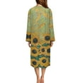 thumbnail image 2 of Yuyamidu Retro Sunflower Womens Zipper Robe Long Lightweight Bathrobe Green Sleepwear Gown Trendy Long Sleeve Robes for Women Plus Size 4XL Ladies Lounge Dresses with Pockets, 2 of 7