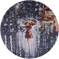 thumbnail image 1 of Ahgly Company Machine Washable Indoor Round Industrial Modern Black Area Rugs, 3' Round, 1 of 7