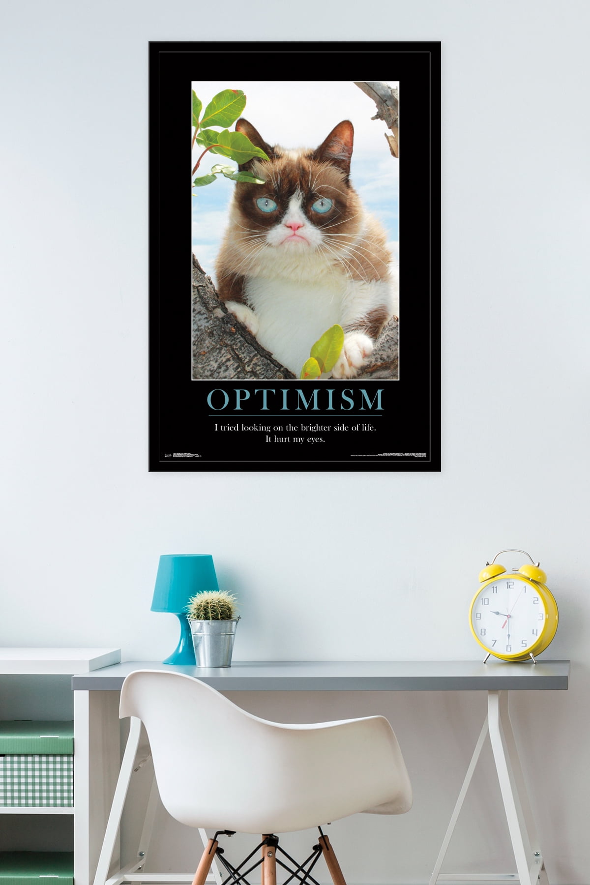 Grumpy Cat - The Brighter Side Wall Poster, 22.375" x 34", Framed