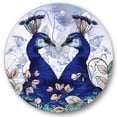 thumbnail image 2 of Designart - Two Blue Peacocks With Wildflowers - Traditional Metal Circle Wall Art, 2 of 5