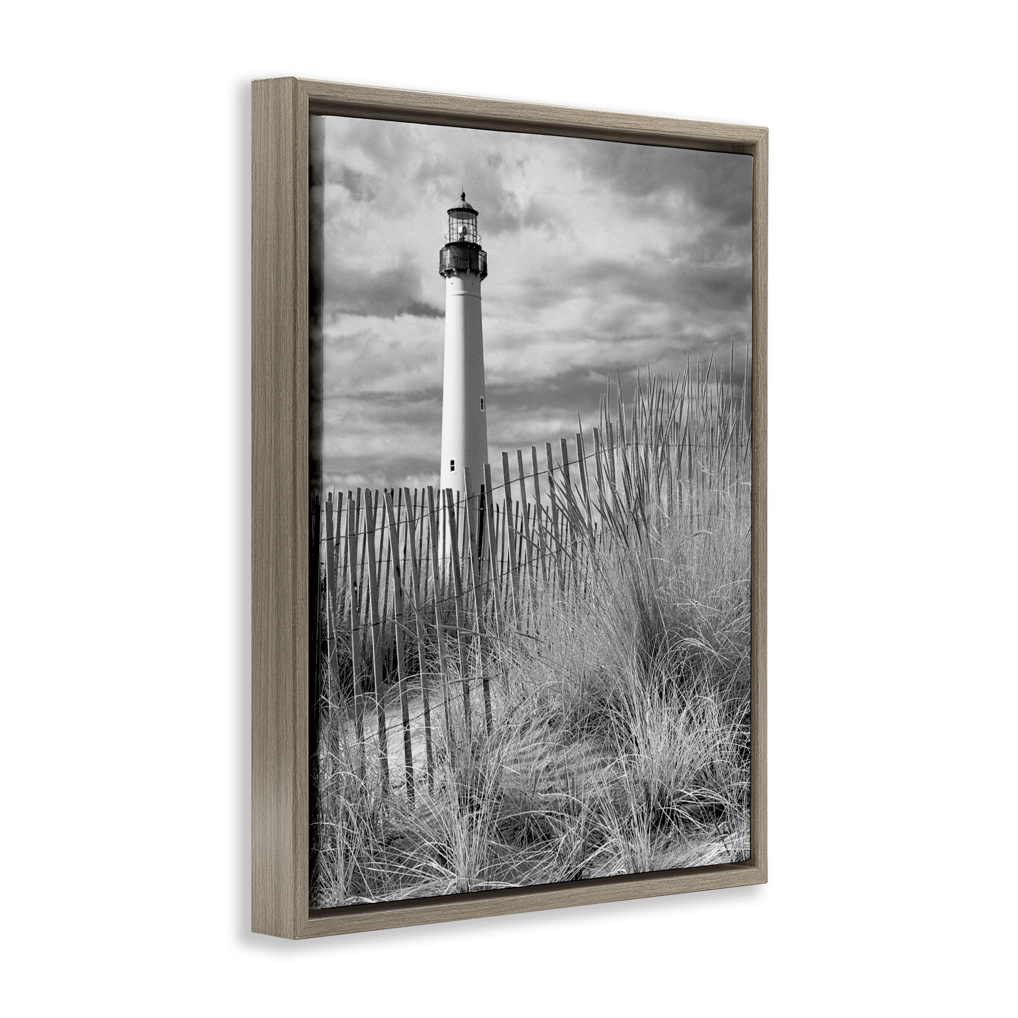Stupell Industries Cape May Lighthouse View Brown Framed Floater Canvas Wall Art, design by MJ Photography