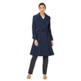 thumbnail image 1 of De La Creme - Womens Spring Belted Trench Rain Coat Navy Blue Size 10, 1 of 1