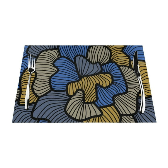 XMXY Woven Placemats Set of 6 PCS, Mandala Drawing Table Mats Washable Heat Resistant Placemats