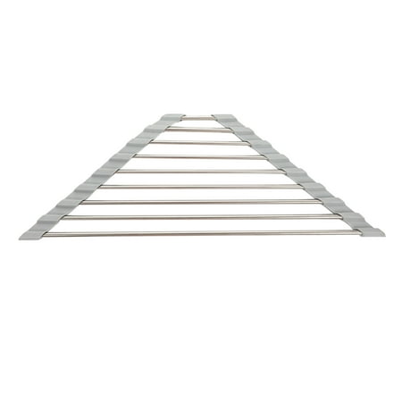 

Ksruee Triangle Dish Drying Rack | Anti-Rust Corner Dish Drying Rack | Roll Up Dish Drainer Stainless Steel Caddy Sponge Holder Over The Sink Corner Dish Drainer Mat for Kitchen