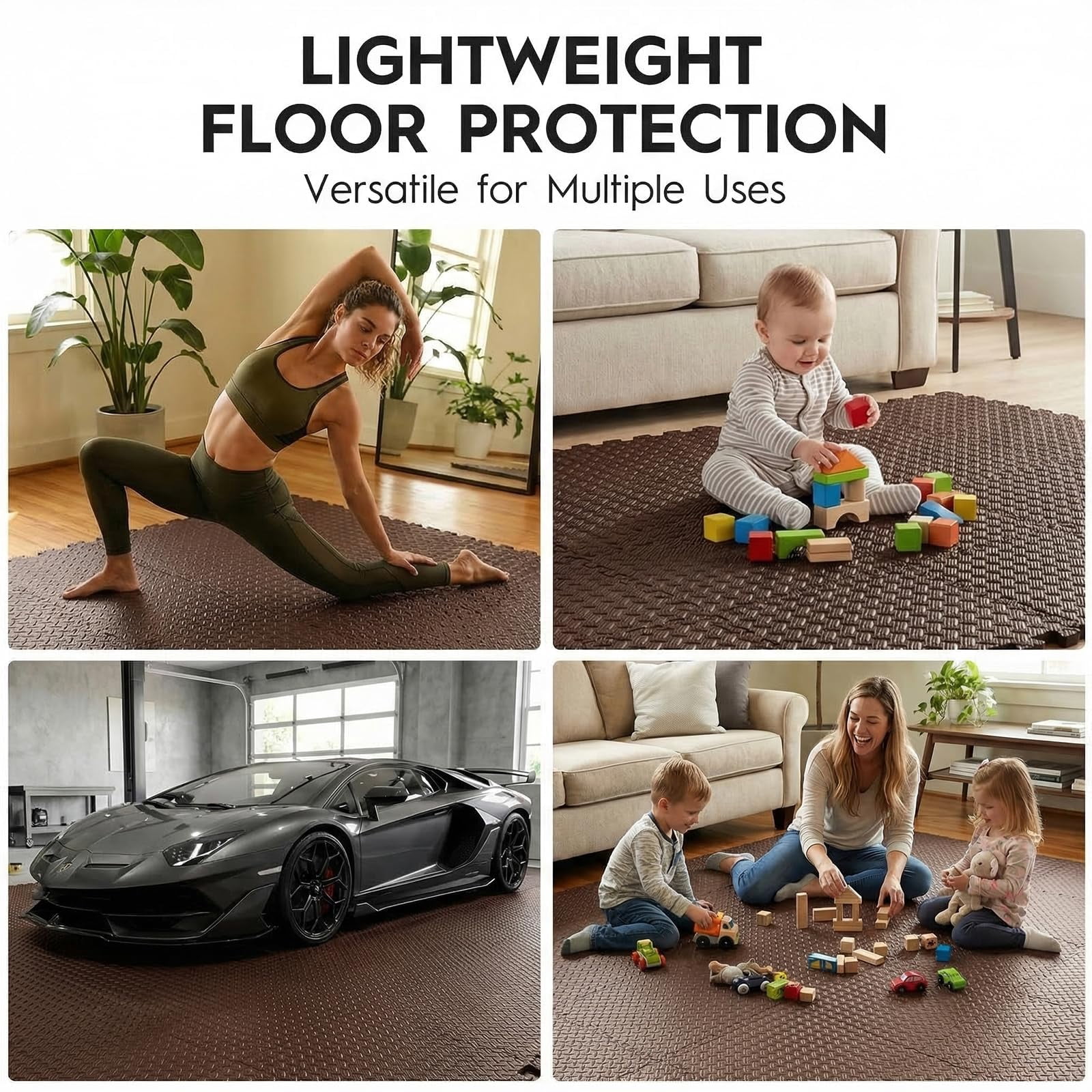 18 Tiles Puzzle Exercise Mat, EVA Interlocking Foam Floor Tiles, Non-Slip, Protective, Water-Resistant Flooring for Home Gym & Workout Equipment, 12.6" x 12.6" x 0.4", 18 Sq Ft