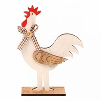 LAMIRO Easter Chicken Decor Vintage Wooden Rooster Figurine Decoration Modern Farmhouse Easter Ornament Farm Animal Figurine Collection Table Decor