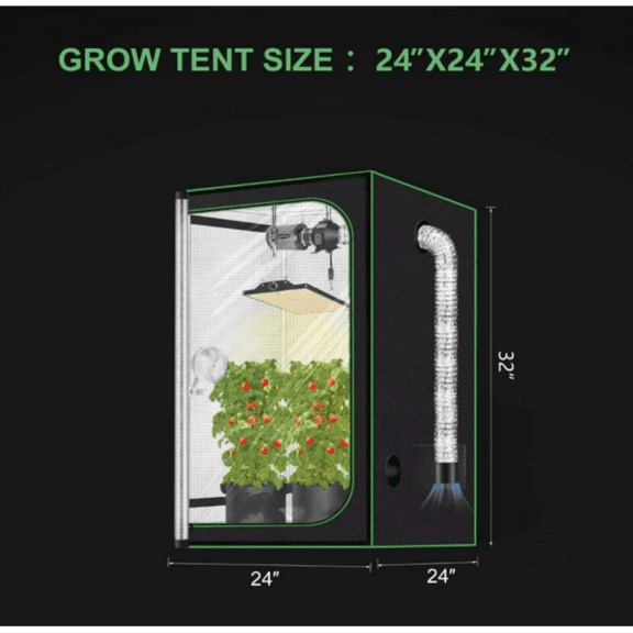 24"x24"x32" Double Transparent Viewing Door Indoor Grow Tent, Growing Tent with High Reflective Mylar & Floor Tray, Plant Tent for Indoor Hydroponics Growing