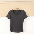 thumbnail image 2 of Kajonyu Women's Nylon Spandex Crew Neck Short Sleeve Basic Workout Top, 2 of 6