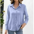 thumbnail image 4 of Women`s Casual Smart Smooth Reverse Solid Color Long Sleeve polyester Top Blouse Shirt(Purple,XL), 4 of 4