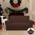 thumbnail image 2 of Stretch Loveseat Slipcover 1-Piece Sofa Cover Furniture Protector Couch Soft with Elastic Bottom for Kids Polyester Spandex Jacquard Fabric Small Checks (Loveseat, Coffee), 2 of 8