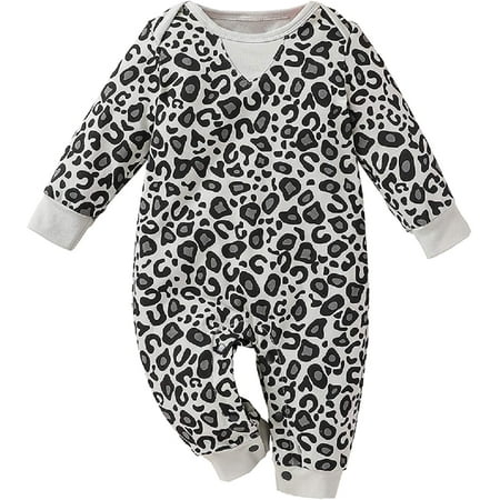 

YOUI-GIFTS Newborn Baby Leopard Romper Long Sleeve Jumpsuit for Baby Boys Girls
