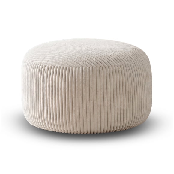 Puff Sillón de Memory Foam de Alta Densidad - Funda Acanalada Desmontable y Lavable - Asiento Modular Ergonómico Color Beige con Asa