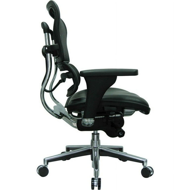 Eurotech Ergohuman Mid-Back Mesh-Leather Chair, Black-Chrome