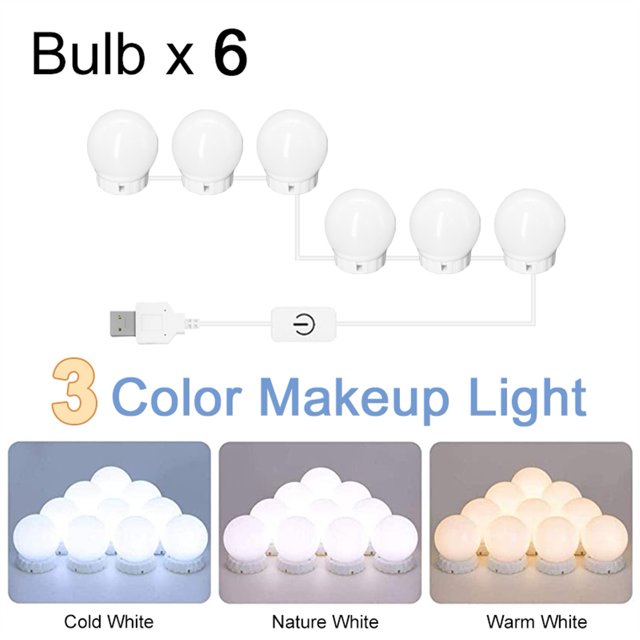 LED Maskeup Mirror Light Full Backlit Mirror USB Dimmle Table Mirror with Light 3 Colors Lights ,Widely Use