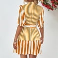 thumbnail image 7 of Wycnly Womens Dresses Fashion Button up Loose Flowy Swing A Line Mini Dresses with Belt Summer Striped Print Crewneck Elbow-Length Formal Short Dress Yellow s, 7 of 7