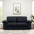 thumbnail image 3 of 79" Oversized Faux Leather Loveseat Sofa with Storage Seat & High-Density Foam Cushion, Upholstered Modern 2-Seater Couch with Square Arms & Cushion Back, Easy Assembly, for Living Room, Black, 3 of 10
