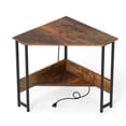 thumbnail image 3 of 28.5" Corner Computer Desk with Charging Station & Open Shelf, Triangle Laptop PC Work Table, Small Home office Desk,Rustic Brown, 3 of 9