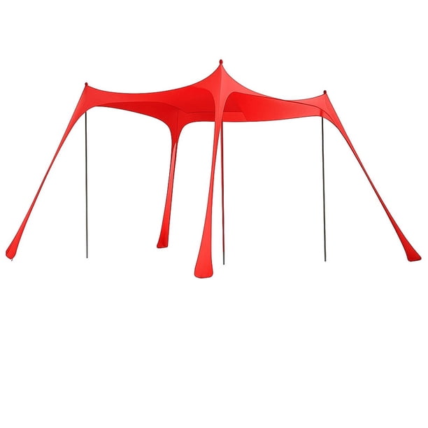 Toldo Sombra para Playa Portatil 3x3 Fácil de Armar UPF+50 rojo