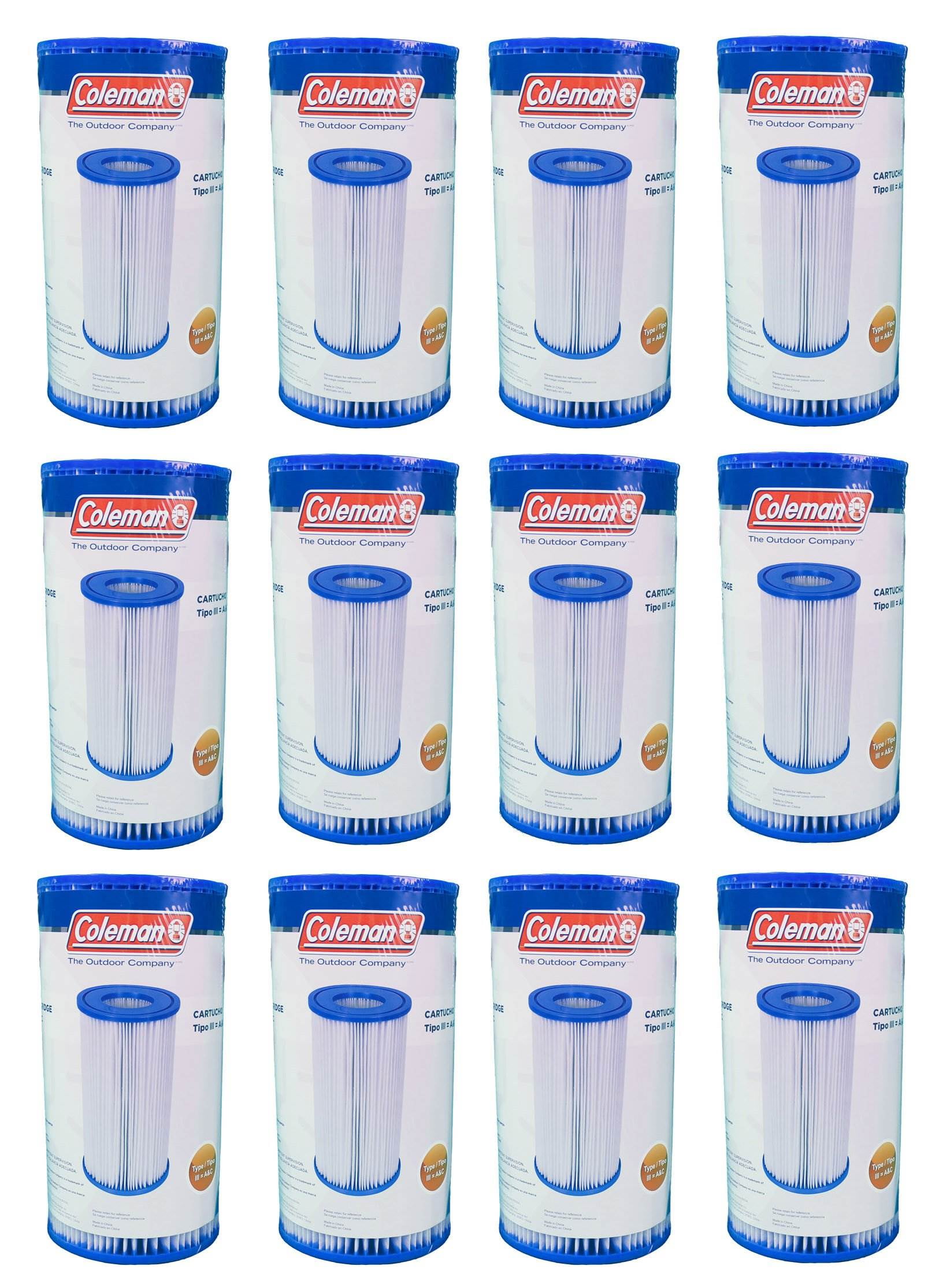 Coleman Type III A/C Pool Filter Pump Replacement Cartridge, 12Pack