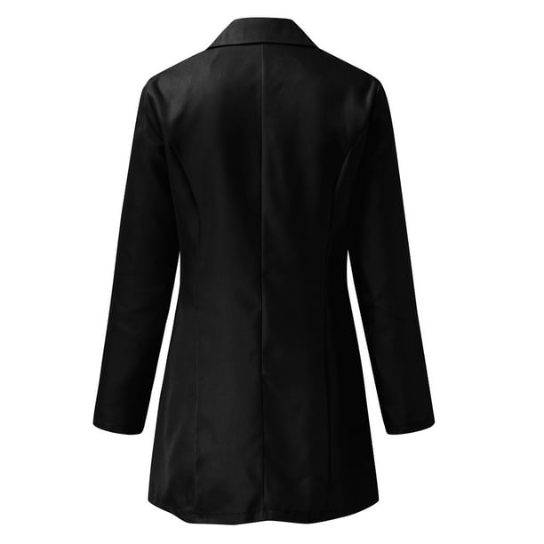 Womens Coat 4x Coats for Women plus Women Solid Color Slim Fit Double Breasted Long Sleeve Lapel Jacket Top Adult Female Clothes Black Size XL