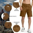 thumbnail image 4 of Zusmen Men's Classic-Fit Cargo Short Outdoor Men Relaxed Fit Wyoming Cargo Shorts with Expandable Waistband Khaki Brown40, 4 of 5