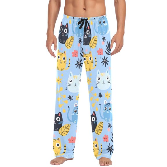 Cute Cats Men's Pajama Pants Cotton Long Sleepwear Lounge Pants L