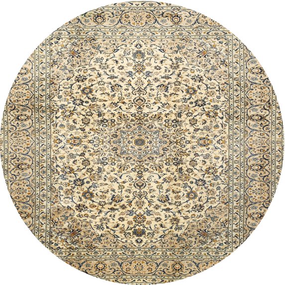 Ahgly Company Machine Washable Indoor Round Traditional Brown Area Rugs, 3' Round