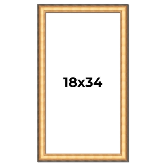 18x34 Frame Gold Plein Aire Solid Wood Picture Frame Width 2 Inches | Interior Frame Depth 0.5