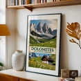 thumbnail image 5 of Dolomites Vintage Travel Poster – Italy’s Alpine Treasure - Veneto Italy Illustration Travel Poster Mountain Landscape Nature Scenic Vintage Pastoral Black Framed Wall Art Print 5 x 7 inches, 5 of 8