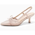 thumbnail image 2 of Women  Bow Tie Slingback Pumps Pointed Toe Kitten Low Heel Patchwork Dress Heeled Sandals, 2 of 3